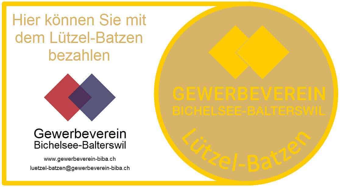 Aufkleber Hier können Sie mit dem Lützel-Batzen bezahlen